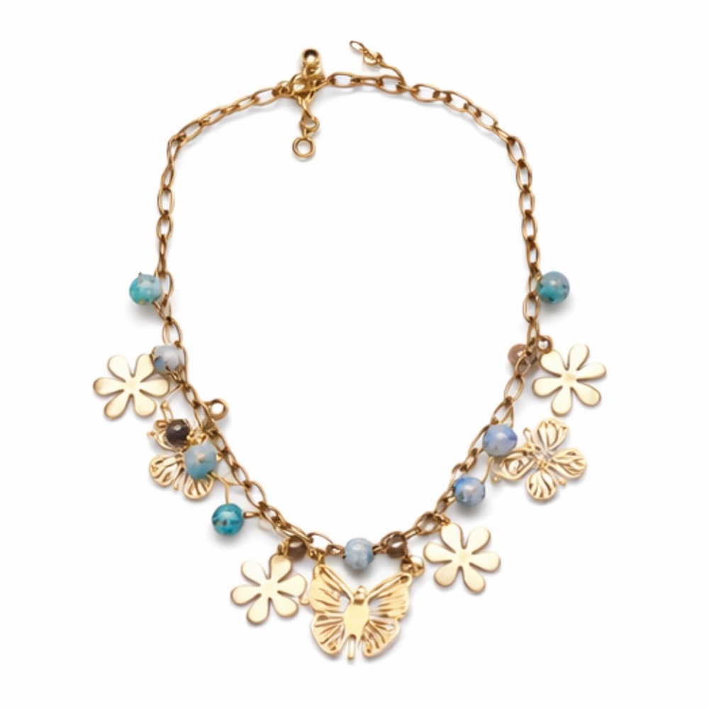 Floral Butterfly Charm Necklace